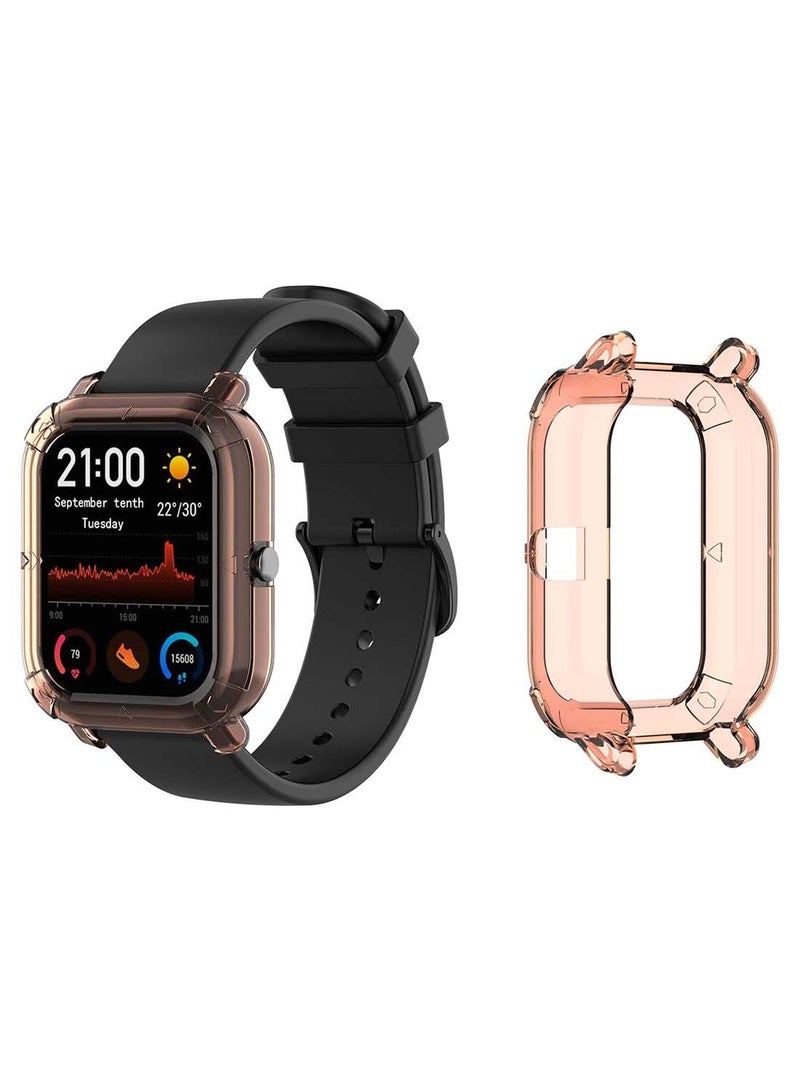 غطاء حماية رفيع للغاية ممتص للصدمات لساعة أميزفيت GTS شفاف/ذهبي وردي