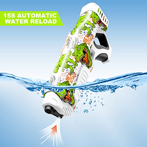 Funwee Electric Water Guns for Adults Kids Automatic Water Reload Shooting Over 250 Blasts Water Blaster Squirt Guns Up to 28 FT Long Range Beach Pool Backyard Outdoor Dinosaur Toys White - Image 5