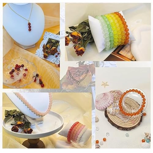 ambitieux DIY Bracelet and Jewelry Making Kit – 350+ pcs 8mm Glass Beads with Elastic String – Perfect for Handmade Bracelets and Accessories (Marble Glass) - Image 3