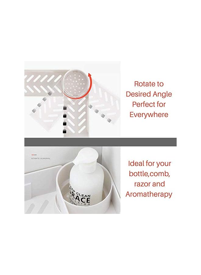 كاست ويف حامل دش مثبت على زاوية الحمام، بدون تخزين منظم للحفر للحمام، تخزين منظم الحمام ذاتي اللصق، منظم رف الحمام (أبيض + أسود) - Image 5