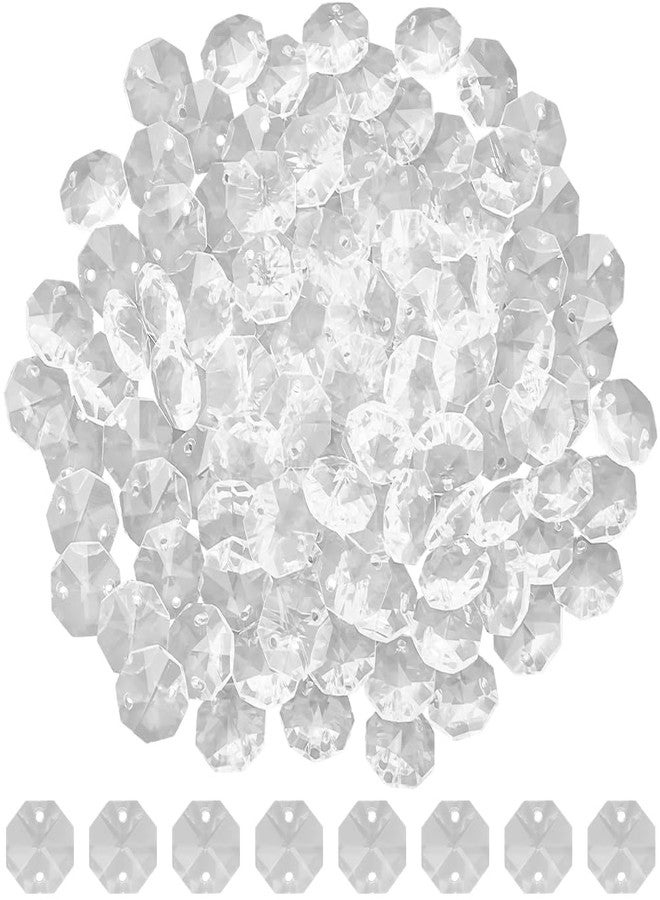 SOFPLATE 1 Box 120Pcs Glass Octagon Beads Bulk Prism Crystal Bead 14mm 2 Hole Crystal Chandelier Replacement Parts Links Sun Catcher Faceted Beads for DIY Lamp Hanging Pendant Jewelry Suncatcher Craft - Image 1