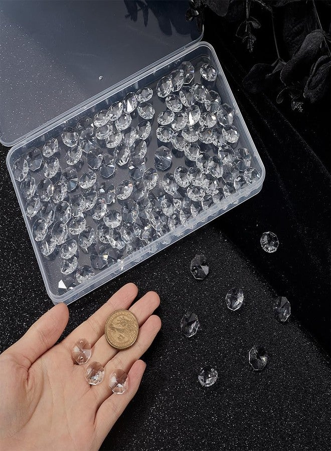 SOFPLATE 1 Box 120Pcs Glass Octagon Beads Bulk Prism Crystal Bead 14mm 2 Hole Crystal Chandelier Replacement Parts Links Sun Catcher Faceted Beads for DIY Lamp Hanging Pendant Jewelry Suncatcher Craft - Image 3
