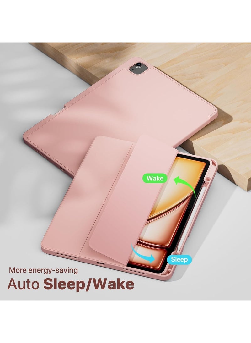 عام حافظة ايباد اير 13 بوصة (م 2) 2024 ، حامل ثلاثي الطي غطاء ذكي للاستيقاظ التلقائي مع حامل قلم رصاص ظهر ناعم من البولي يوريثان لباد اير 13 بوصة - Image 2