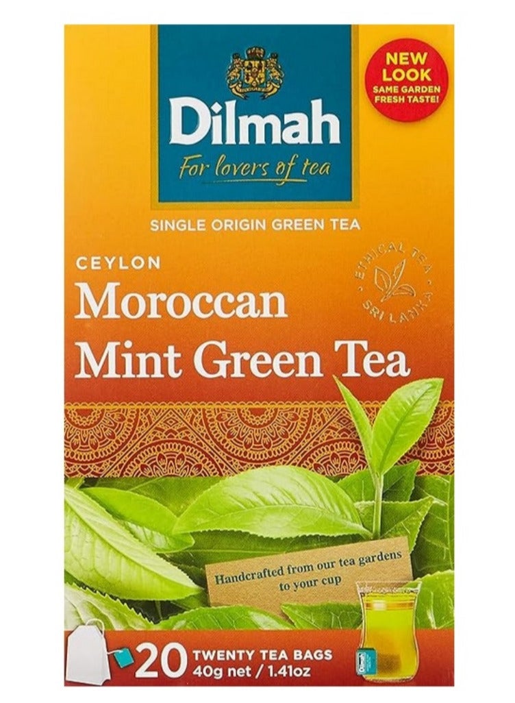 Dilmah Moroccan Mint Green Tea, 20 Tea bags - 40g