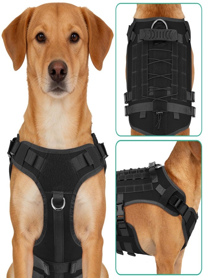 طقم سرج ومقود للكلاب من YooxArmor، قابل للتعديل تكتيكياً للكلاب الصغيرة، سترة ناعمة مبطنة من قماش أكسفورد للتدريب والمشي لمسافات طويلة (أسود - صغير) - Image 2