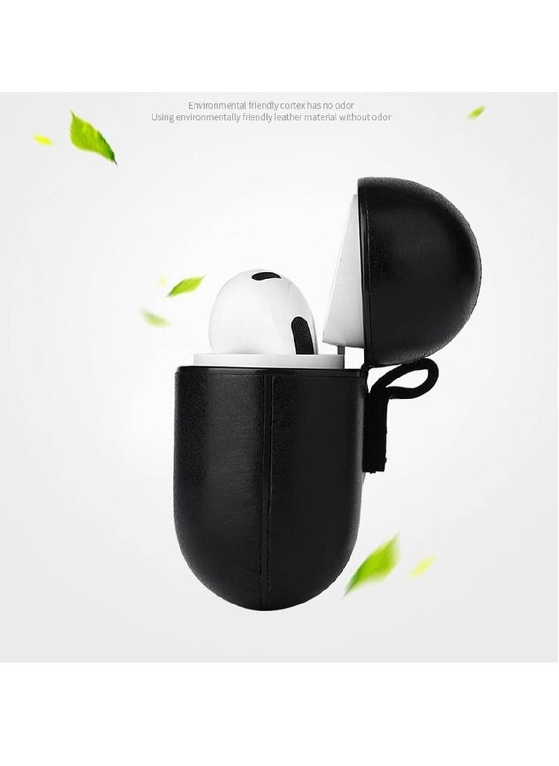 GENNEXT - Leather Smooth Texture Protective Case Cover with Buckle For AirPods 3 Black - Image 1