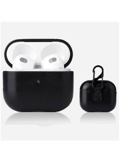 Leather Smooth Texture Protective Case Cover with Buckle For AirPods 3 Black