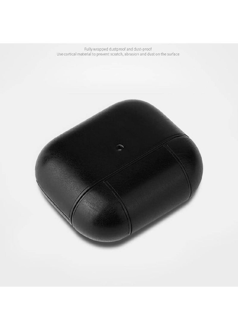 GENNEXT - Leather Smooth Texture Protective Case Cover with Buckle For AirPods 3 Black - Image 1