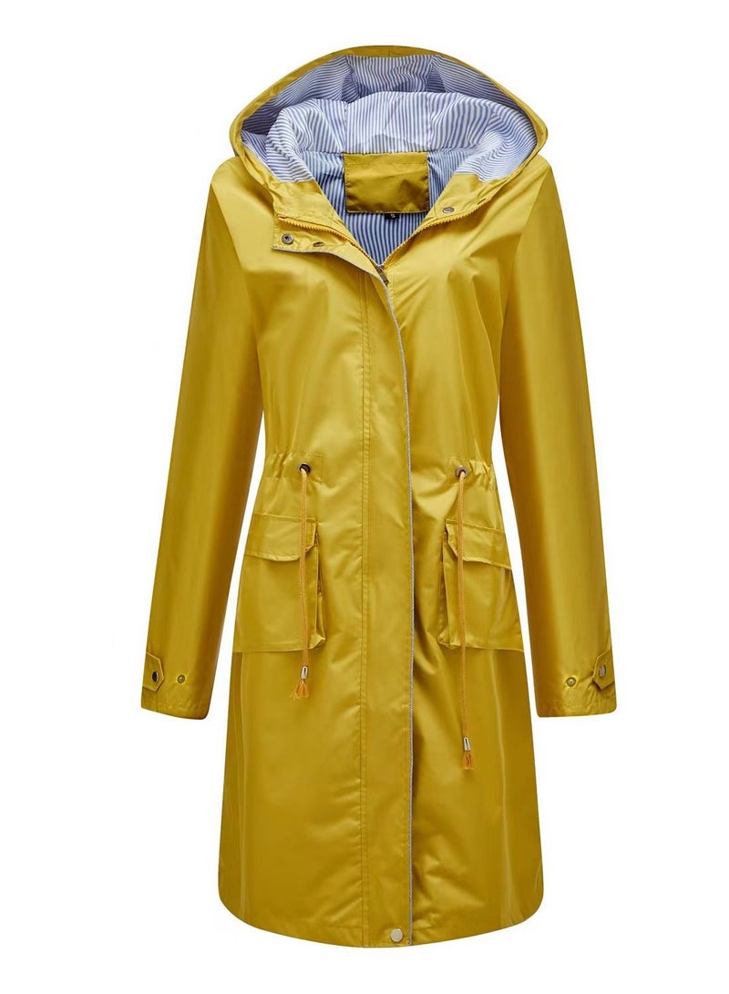 Loquat Autumn Winter Women's Hooded Windbreaker Casual Long Coat  - Image 1