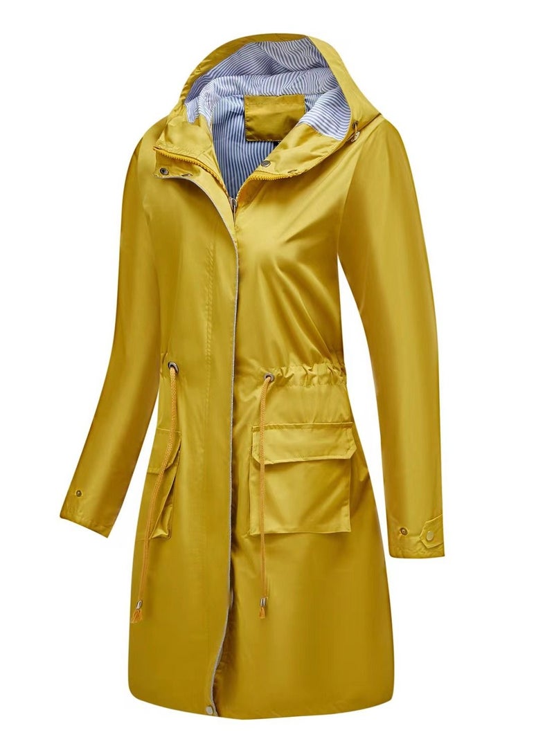Loquat Autumn Winter Women's Hooded Windbreaker Casual Long Coat  - Image 3