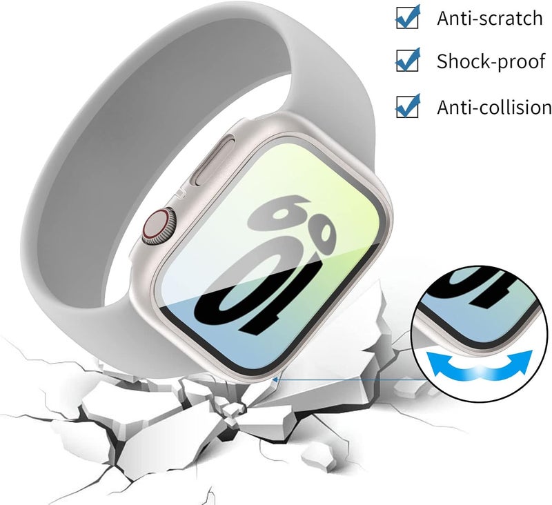 [4 Pack] for Apple Watch SE (2nd Gen)/SE/6/5/4 Screen Protector 40mm, Hard PC Ultra-Thin Cover Built-in Tempered Glass Film for Apple Watch SE 2/SE/6/5/4 40mm, Black/Clear/Blue/Starlight - Image 4