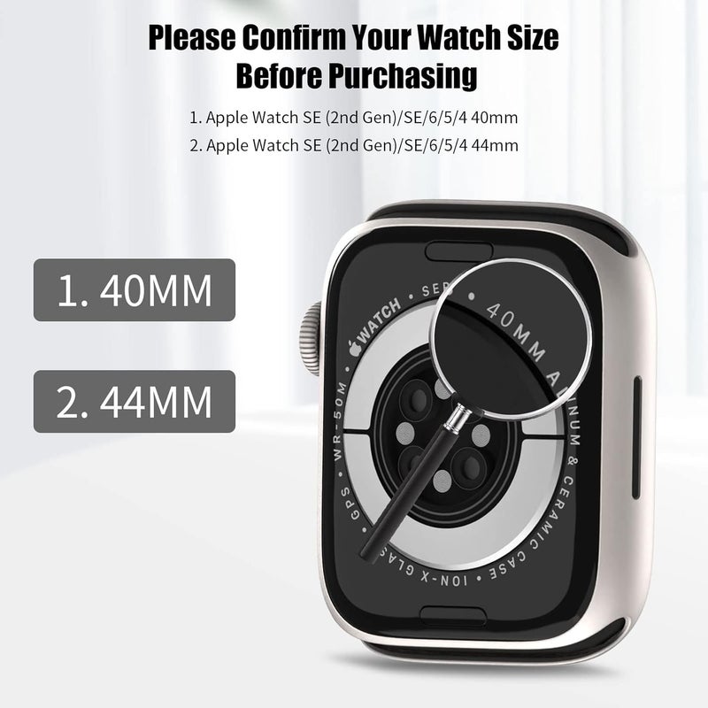 [4 Pack] for Apple Watch SE (2nd Gen)/SE/6/5/4 Screen Protector 40mm, Hard PC Ultra-Thin Cover Built-in Tempered Glass Film for Apple Watch SE 2/SE/6/5/4 40mm, Black/Clear/Blue/Starlight - Image 2