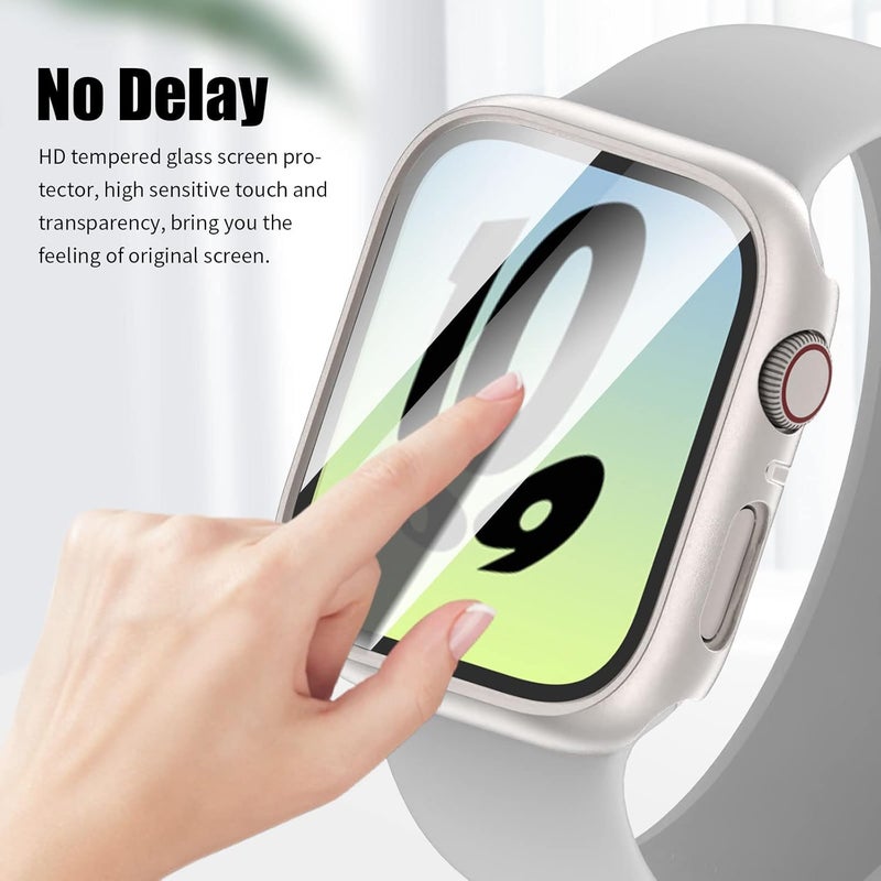 [4 Pack] for Apple Watch SE (2nd Gen)/SE/6/5/4 Screen Protector 40mm, Hard PC Ultra-Thin Cover Built-in Tempered Glass Film for Apple Watch SE 2/SE/6/5/4 40mm, Black/Clear/Blue/Starlight - Image 5