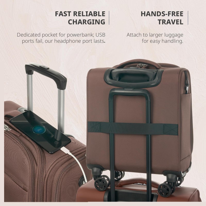 Verage Underseat Carry On Luggage with Wheels, 14.5-Inch Spinner Small Suitcase, Softside Lightweight Travel Bag for Men and Women, Airplane Carry On Bag, Chestnut Brown - Image 5