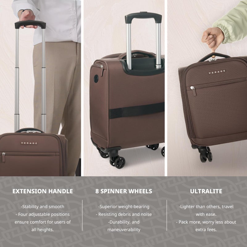 Verage Underseat Carry On Luggage with Wheels, 14.5-Inch Spinner Small Suitcase, Softside Lightweight Travel Bag for Men and Women, Airplane Carry On Bag, Chestnut Brown - Image 4