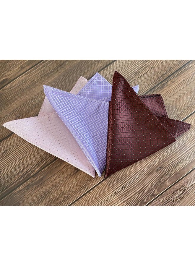 KissTies 5PCS Solid Pocket Square Wedding Handkerchief + 1 Gift Box, Burgundy Red, One size - Image 2