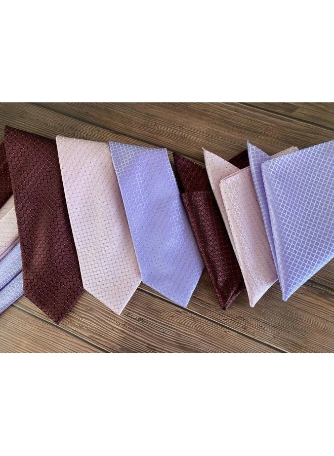 KissTies 5PCS Solid Pocket Square Wedding Handkerchief + 1 Gift Box, Burgundy Red, One size - Image 4
