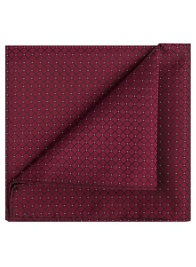 KissTies 5PCS Solid Pocket Square Wedding Handkerchief + 1 Gift Box, Burgundy Red, One size - Image 1