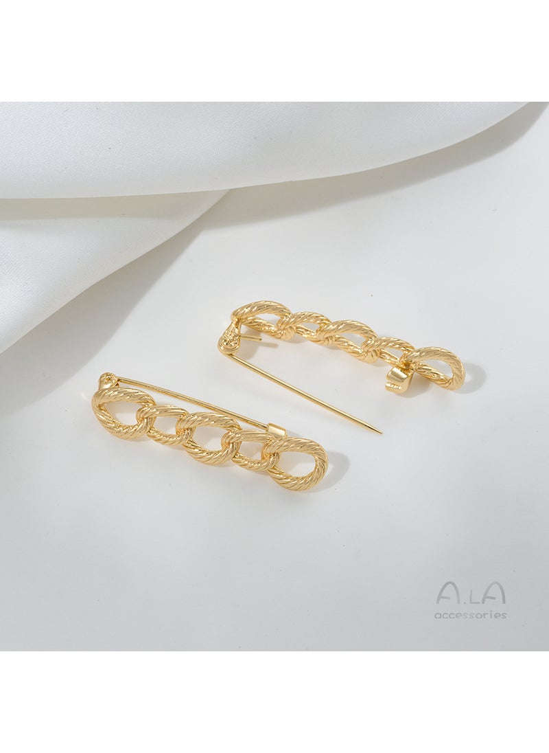 Generic - 14K Gold-plated Engraved Zircon Bar Brooch Chain DIY 1# 14K gold 36x8.8mm - Image 1