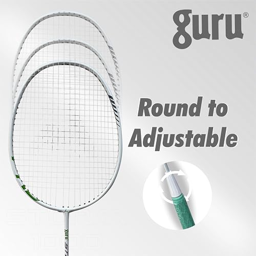 GURU Badminton Racket, Storm-1000 White Adjustable Badminton Racket Pack of 1 Jointless with TPE Handle Padded Cover - Image 4