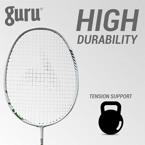 GURU Badminton Racket, Storm-1000 White Adjustable Badminton Racket Pack of 1 Jointless with TPE Handle Padded Cover - Image 3