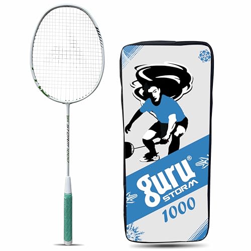 GURU Badminton Racket, Storm-1000 White Adjustable Badminton Racket Pack of 1 Jointless with TPE Handle Padded Cover - Image 5
