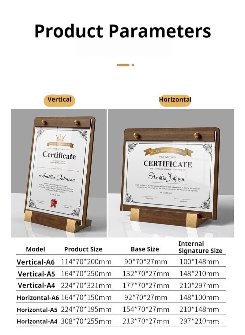 JiFENG Acrylic Certificate Display Stand Organize Photo Frames Document Holder for Organize Photo Frames(Horizontal) - Image 4
