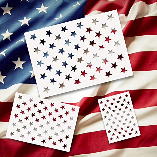 Koogel 3 Sizes 50 Star Stencil, Reusable Star Stencils for Painting, American Flag Templates, Ideal for Wall Decor, DIY Crafts Design, Veterans Day Project, Party Supplies - Image 4