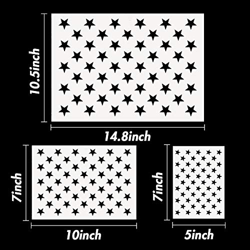 Koogel 3 Sizes 50 Star Stencil, Reusable Star Stencils for Painting, American Flag Templates, Ideal for Wall Decor, DIY Crafts Design, Veterans Day Project, Party Supplies - Image 2