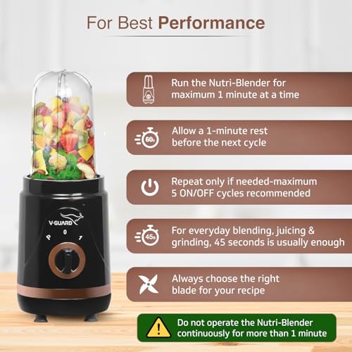V-Guard Citius Nutri Blender | Bullet Mixer Grinder Juicer | 5 Leakproof Jars | 2 Years Product & Motor Coverage by V-Guard | 400 W Copper Motor | Upto 22,000 RPM | Storage, Seasoning & Sipper Lids - Image 3