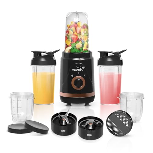 V-Guard Citius Nutri Blender | Bullet Mixer Grinder Juicer | 5 Leakproof Jars | 2 Years Product & Motor Coverage by V-Guard | 400 W Copper Motor | Upto 22,000 RPM | Storage, Seasoning & Sipper Lids - Image 1