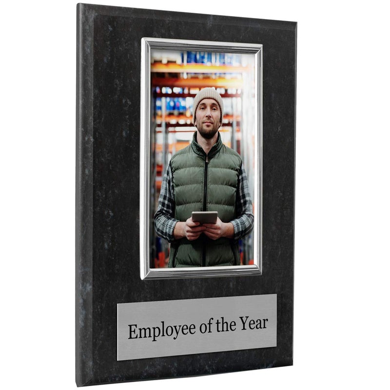 PlaqueMaker Pre-designed Employee of the Month, Quarter or Year Award Plaque - 8 x 10" Photo Plaque holds a 6 x 4" Portrait Photo (Year) - Image 1