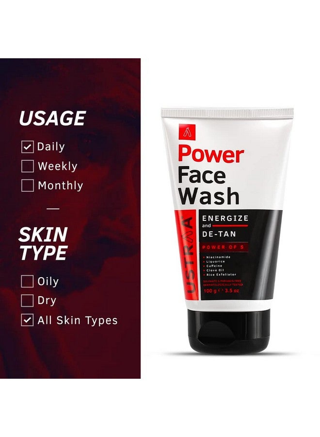 Ustraa Power Face Wash -100G - Energize & De-Tan | For Effective Tan Removal | Helps Brighten Skin & 20% Vitamin C Face Serum - 30Ml | 20% Vitamin C In Pure Form | Anti-Aging, Brightening - Image 3