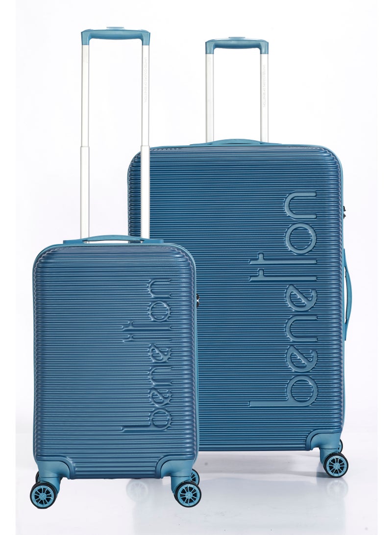 UNITED COLORS OF BENETTON BNTA-204 Set of 2 Luggage with TSA Lock | Material- Acrylonitrile Butadiene Styrene| Adjustable Trolley Handle | Smooth Dual Wheels 360degree rotation | 20/28 inch | Aqua Green - Image 1