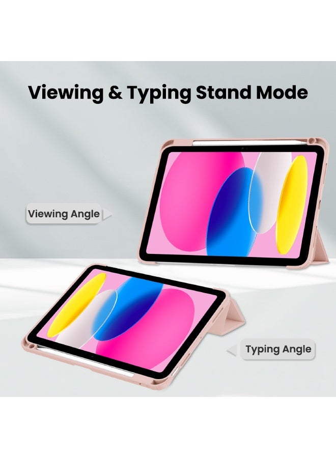 اس بي اف يا. غطاء هجين رفيع لجهاز iPad (A16) الجيل الحادي عشر 11 بوصة (2025) / iPad الجيل العاشر 10.9 بوصة (2022)، مع حامل ثلاثي الطي، وحامل قلم رصاص، وخاصية الاستيقاظ التلقائي، وغطاء خلفي شفاف من الأكريليك مقاوم للصدمات، وردي - Image 4