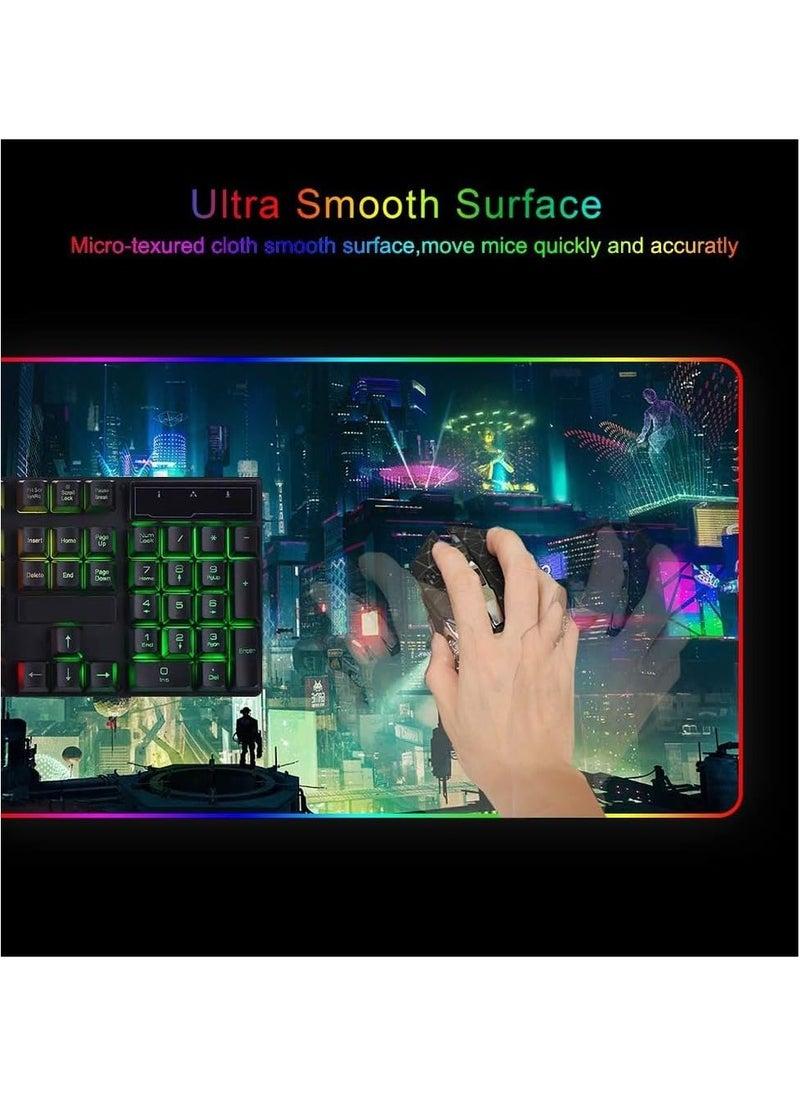 جنرال - RGB Gaming Mouse Pad - تصميم كبير وممتد يعزز تجربة الألعاب، 9 خيارات إضاءة، تصميم غير قابل للانزلاق ومقاوم للماء، حجم كبير 31.5 × 11.8 بوصة - Image 1