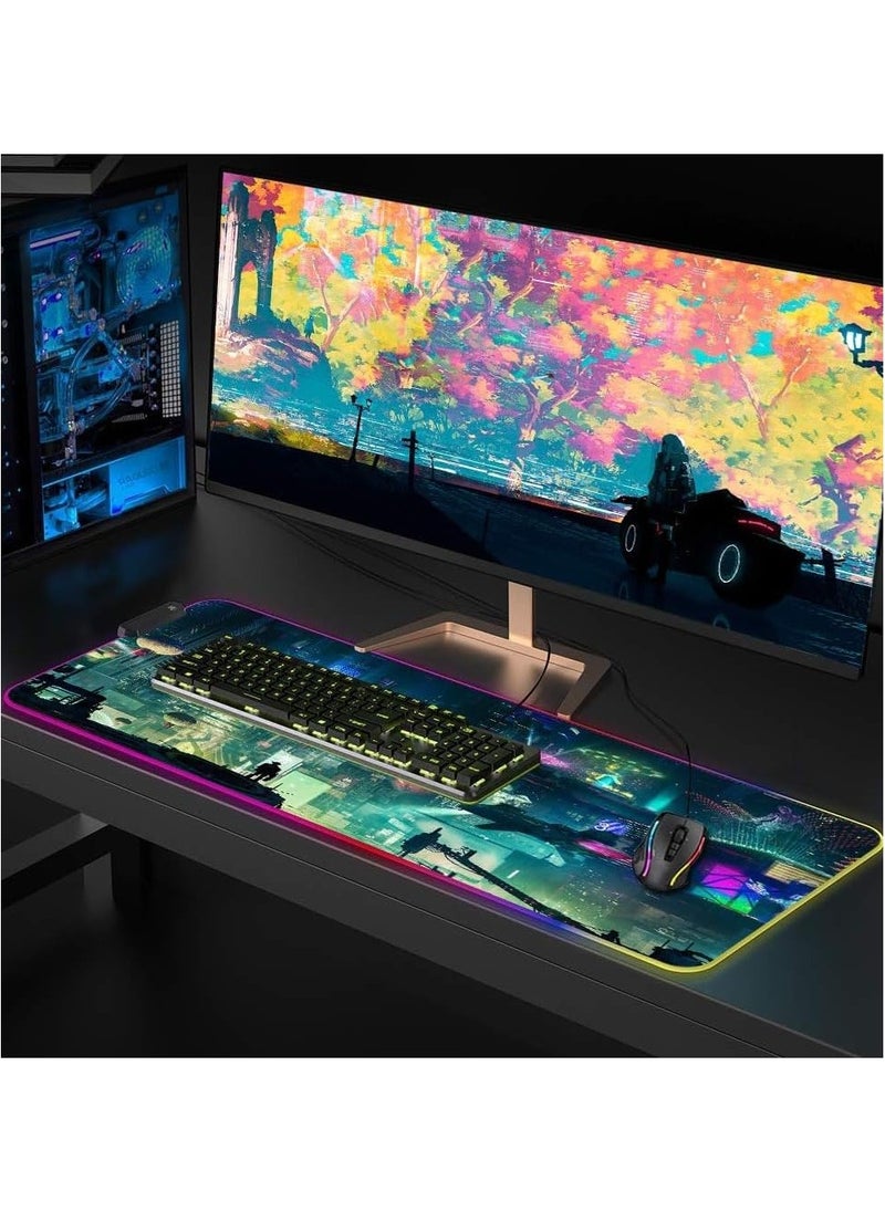 جنرال - RGB Gaming Mouse Pad - تصميم كبير وممتد يعزز تجربة الألعاب، 9 خيارات إضاءة، تصميم غير قابل للانزلاق ومقاوم للماء، حجم كبير 31.5 × 11.8 بوصة - Image 1