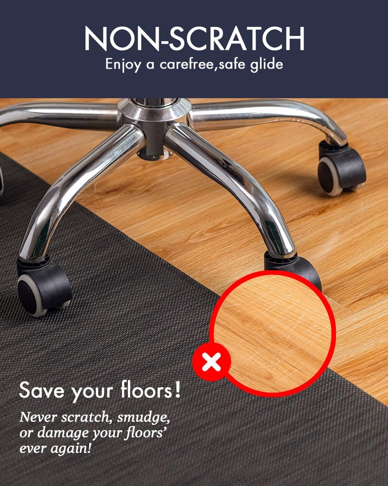 BARoyal Office Chair Mat for Hardwood Floor Under Desk Computer Rolling Chair Mat for Wood/Tile Floor Non-Slip Heavy Duty Desk Rug PVC Plastic Hard Floor Protector 30"x 48" (Espresso) - Image 2