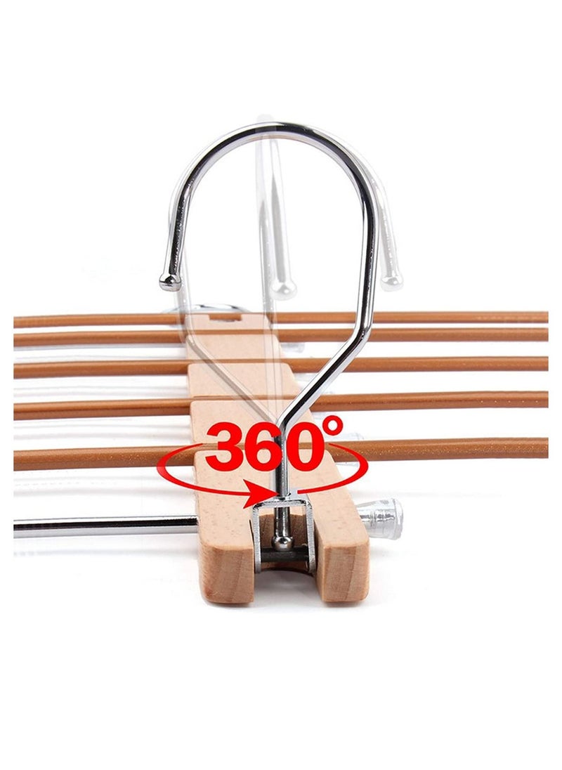 MahMir - MahMir Magic Pants Hangers Space Saving Closet Hangers 5 Layers 2 Uses Multi Functional Pants Rack Solid Metal & Wood Heavy Duty Wardrobe Organizer Racks for Trousers Scarves Ties (2-Pack White) - Image 1