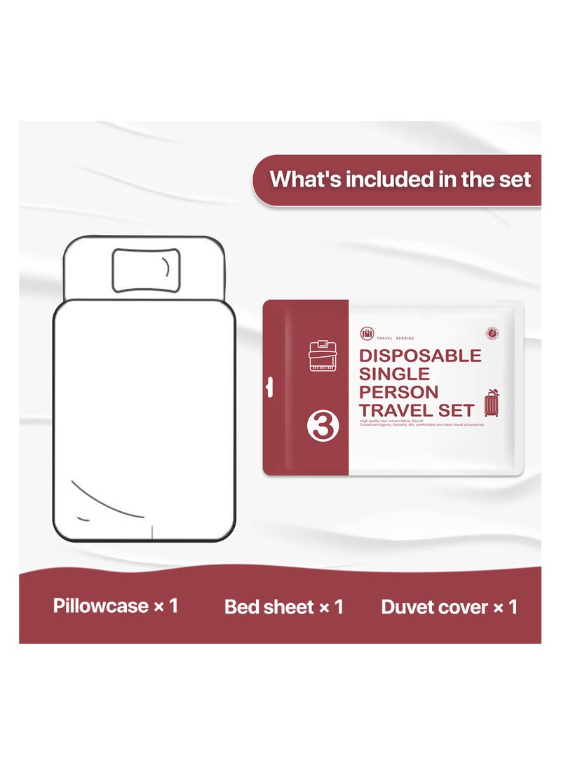 3 Pack Disposable Bed Sheets for Travel, Portable Disposable Bedding Set with Bed Sheet*1/Quilt Cover*1/Pillowcases* Disposable Bed Sheets XL Size for Travel Business Trip Camping Hotel. - Image 3