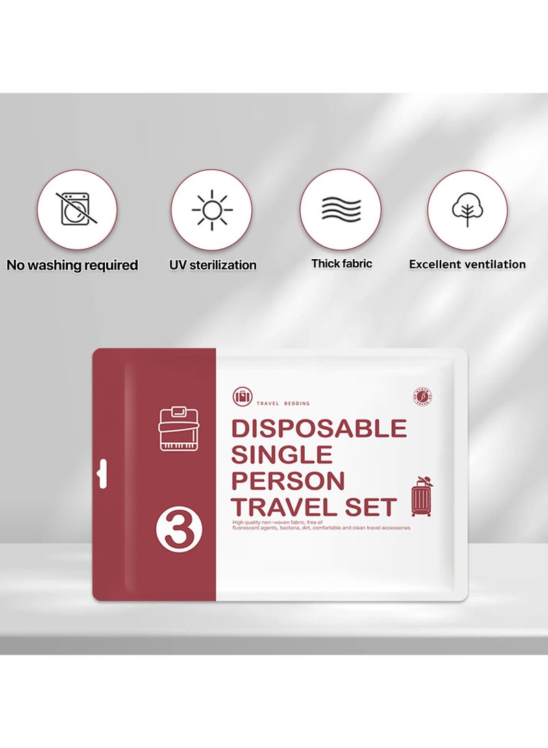 3 Pack Disposable Bed Sheets for Travel, Portable Disposable Bedding Set with Bed Sheet*1/Quilt Cover*1/Pillowcases* Disposable Bed Sheets XL Size for Travel Business Trip Camping Hotel. - Image 2