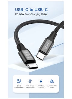 MMG USB C Braided Cable 60W, USB-C to USB-C 2 meter, USB C Charger Cable for iPhone 15, Mac Book Pro 2020, iPad Pro 2020, Switch, Samsung Galaxy S20 Plus S9 S8 Plus, Pixel, Laptops and lot more  - Image 2