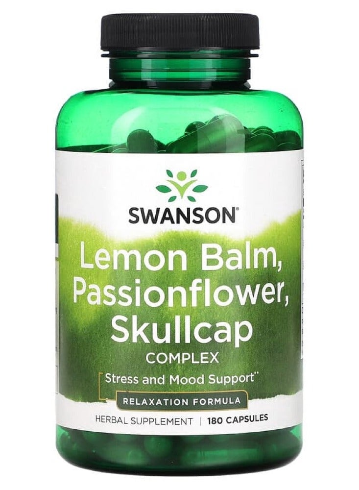 Swanson, Lemon Balm, Passionflower, Skullcap Complex, 180 Capsules