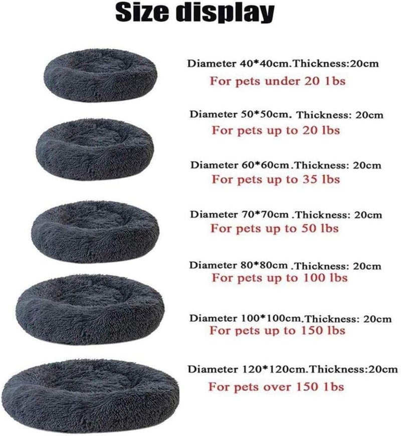 Dog Bed Pet Bolster Bed Kennel Cat Cushion Bed Marshmallow Pet Bed Large Ultra Soft Plush Donut Cuddler Round Dog Nest Bed Machine Washable And Non-Slip Pet Calming Warm Bed,Dark Gray,S,50CM - Image 4