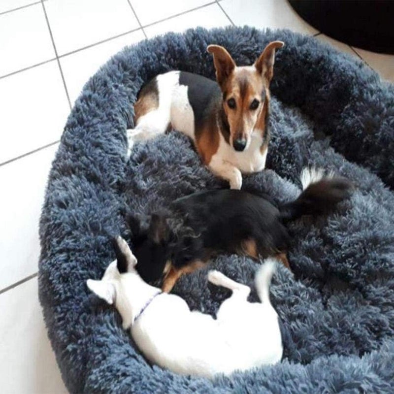 Dog Bed Pet Bolster Bed Kennel Cat Cushion Bed Marshmallow Pet Bed Large Ultra Soft Plush Donut Cuddler Round Dog Nest Bed Machine Washable And Non-Slip Pet Calming Warm Bed,Dark Gray,S,50CM - Image 2