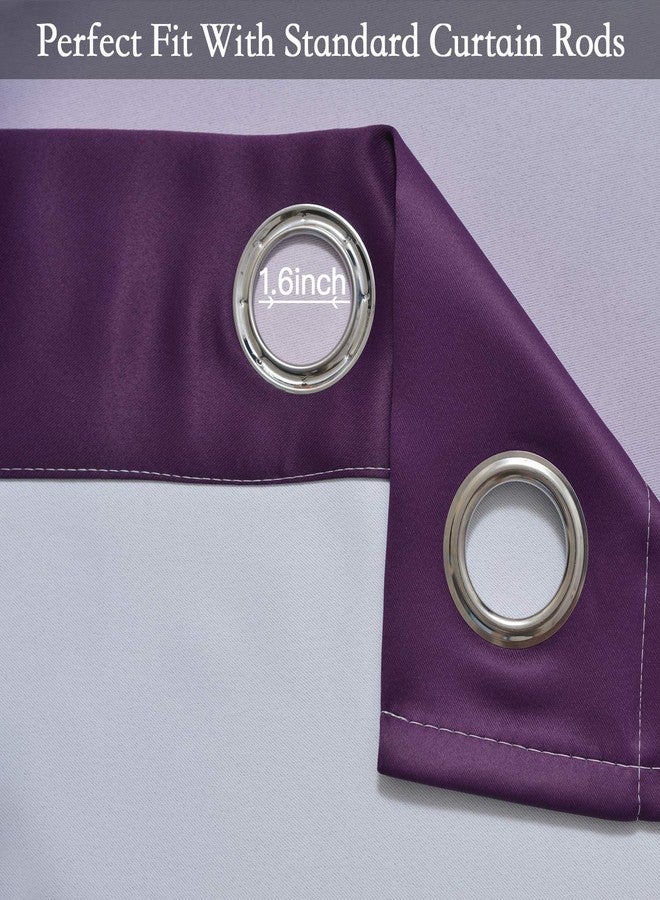 SimpleHome Ombre Room Darkening Curtains for Bedroom, Gradient Purple to Grey White Light Blocking Thermal Insulated Grommet Window Curtains/Drapes for Living Room,2 Panels, 52x84 inches Length - Image 4
