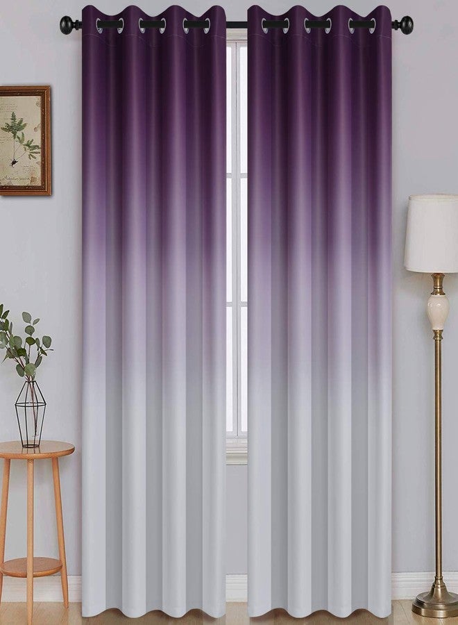SimpleHome Ombre Room Darkening Curtains for Bedroom, Gradient Purple to Grey White Light Blocking Thermal Insulated Grommet Window Curtains/Drapes for Living Room,2 Panels, 52x84 inches Length - Image 1