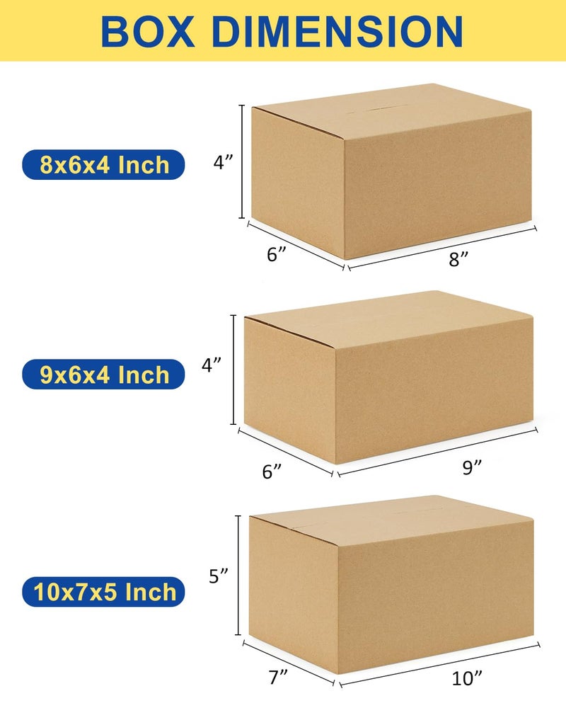 Poever Assorted-Sizes-Shipping-Boxes-45-Pack: 8x6x4 & 9x6x4 & 10x7x5 Small-Shipping-Boxes-Mailers, Brown Corrugated-Cardboard-Boxes-for-Packing-Small-Business Mailing - Image 2