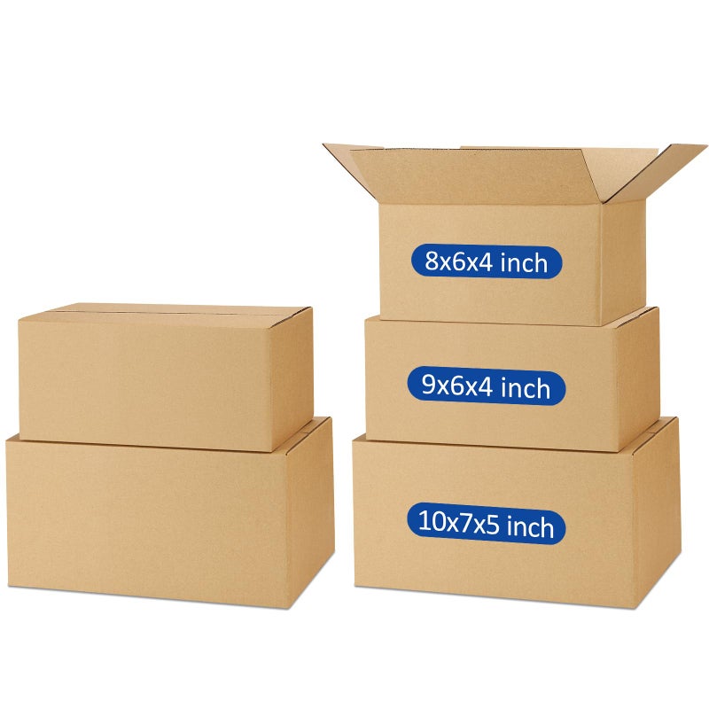 Poever Assorted-Sizes-Shipping-Boxes-45-Pack: 8x6x4 & 9x6x4 & 10x7x5 Small-Shipping-Boxes-Mailers, Brown Corrugated-Cardboard-Boxes-for-Packing-Small-Business Mailing - Image 1