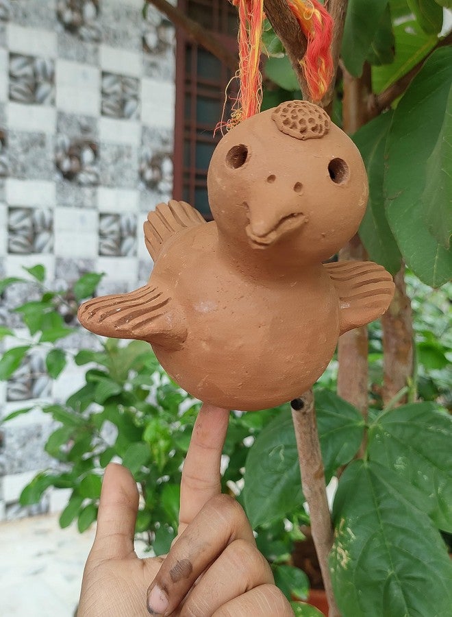 RUKDA Handmade Home & Garden Decor Terracotta Hanging Clay Bird Showpiece & Figurine | Charming Home Decorative Animal Figure Statue - 16x15x12 cm (Brown) - Image 1